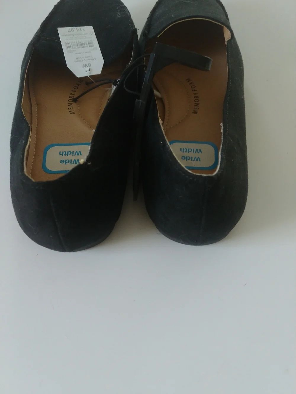 Time and Tru Women's Wide Width Black Pointed Toe Flats - Suede-Look Size 8 - Picture 3 of 10